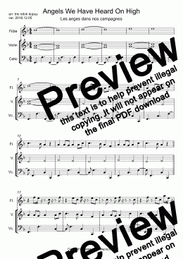 page one of Angels We Have Heard On High - Les Anges dans nos campagnes - 荒野の果てに - Ангелы, к нам весть дошла - Flute Violin Cello Trio