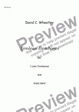 page one of Tyrolean Trombones for 3 solo trombones and brass band by David Wheatley