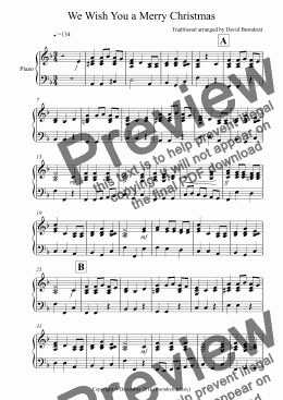 page one of We Wish You a Merry Christmas for Piano Solo