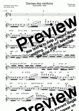 page one of Tchaikovsky - The Nutcracker - Danish shepherdesses / French mirliton players (Marzipan) - Danses des mirlitons - Casse Noisette - くるみ割り人形 - フランスの踊り - 호두까기 인형 - Щелкунчик - leadsheet