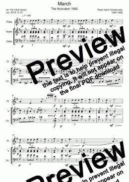 page one of Tchaikovsky - The Nutcracker - March - Casse-noisette - Marche - El cascanueces - Marcha - くるみ割り人形 - 行進曲 - 호두까기 인형 - Щелкунчик - trio flute violin cello