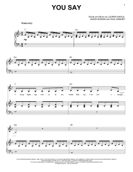 page one of You Say (Piano & Vocal)