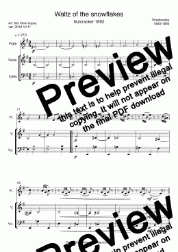 page one of Tchaikovsky - The Nutcracker - Waltz of the snowflakes - Casse-noisette Valse des flocons de neige - El cascanueces Vals de los copos de nieve - くるみ割り人形  雪片のワルツ - 호두까기 인형 -  Щелкунчик -Trio Flute Violin Cello