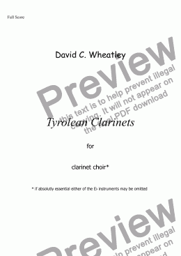 page one of Tyrolean clarinets for clarinet choir by David Wheatley