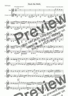 page one of Deck the Halls (Jazzy Style!) for Flute and Clarinet 