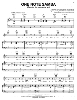 page one of One Note Samba (Samba De Uma Nota So) (Piano, Vocal & Guitar Chords (Right-Hand Melody))