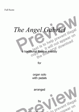 page one of The Angel Gabriel for organ solo with pedals