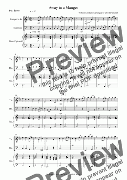 page one of Away in a Manger for Trumpet and Trombone