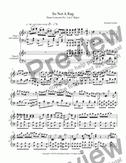 page one of Ragtime Piano Concerto in C Major, complete 2-piano score