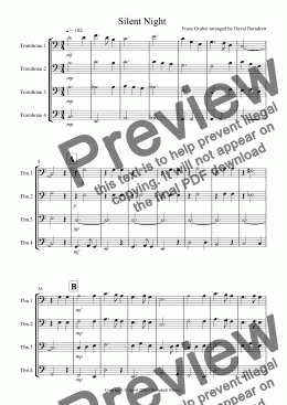 page one of Silent Night for Trombone Quartet 