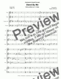 page one of Stand By Me (for Woodwind Quartet and Piano)