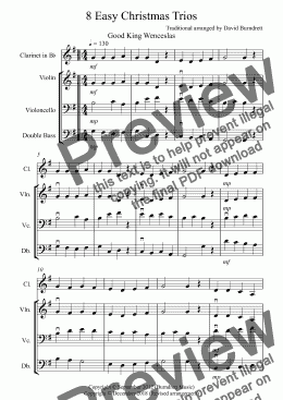 page one of 8 Easy Christmas Trios for Clarinet or Violin, Cello and Double Bass