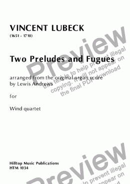 page one of Two Preludes and Fugues arr. Wind Quartet