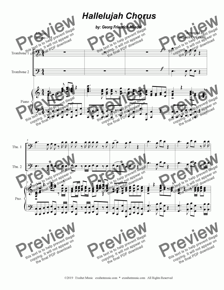 Hallelujah Chorus (Trombone Duet) - Download Sheet Music PDF file