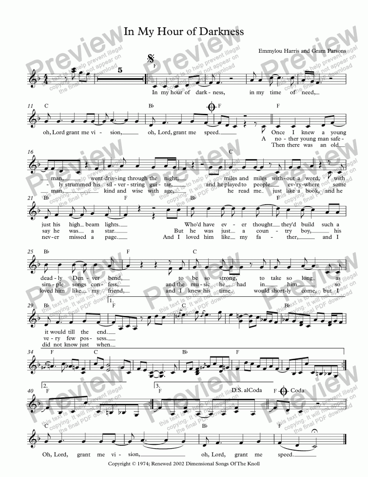 In My Hour Of Darkness - Download Sheet Music PDF File