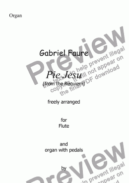 page one of Faure - Pie Jesu (Requiem) for Flute and organ with pedals