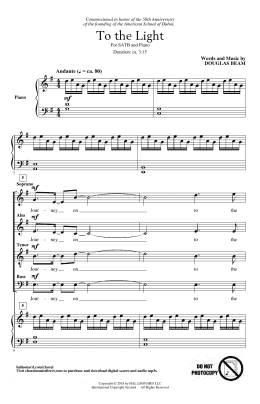 page one of To The Light (SATB Choir)