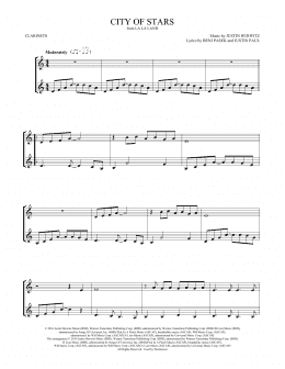 page one of City of Stars (from La La Land) (Clarinet Duet)