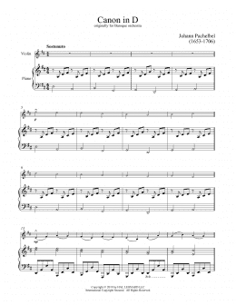 page one of Canon In D (Violin and Piano)