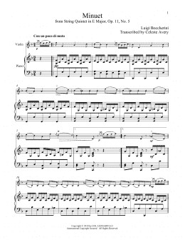 page one of Minuet (Violin and Piano)