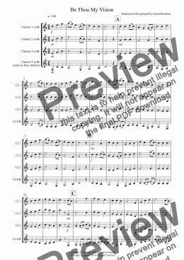 page one of Be Thou My Vision for Clarinet Quartet 