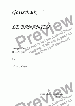 page one of Le Bananier arr. wind quintet