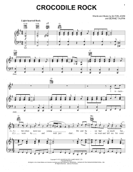 page one of Crocodile Rock (Piano, Vocal & Guitar Chords (Right-Hand Melody))