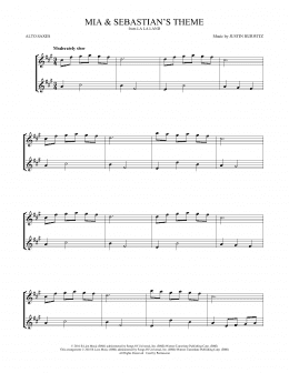 page one of Mia & Sebastian's Theme (from La La Land) (Alto Sax Duet)