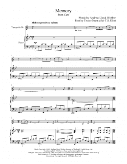 page one of Memory (from Cats) (Trumpet and Piano)