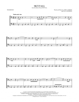 page one of Skyfall (Trombone Duet)