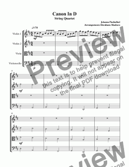 page one of Pachelbel's Canon In D 