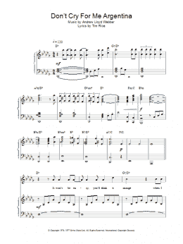 page one of Don't Cry For Me Argentina (Piano, Vocal & Guitar Chords)