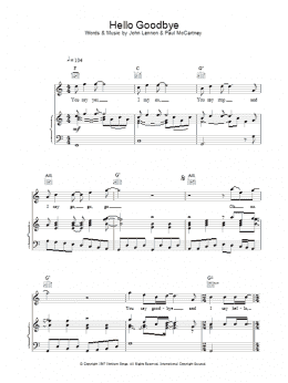 page one of Hello, Goodbye (Piano, Vocal & Guitar Chords)