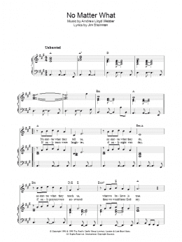 page one of No Matter What (Piano, Vocal & Guitar Chords)