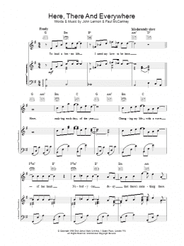 page one of Here, There and Everywhere (Piano, Vocal & Guitar Chords)