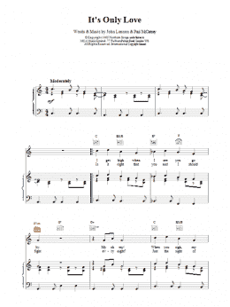 page one of It's Only Love (Piano, Vocal & Guitar Chords)