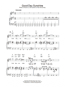 page one of Good Day Sunshine (Piano, Vocal & Guitar Chords)