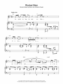 page one of Rocket Man (I Think It's Gonna Be A Long Long Time) (Piano, Vocal & Guitar Chords)