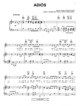 page one of Adios (Piano, Vocal & Guitar Chords (Right-Hand Melody))