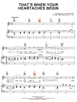 page one of That's When Your Heartaches Begin (Piano, Vocal & Guitar Chords (Right-Hand Melody))