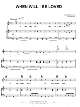 page one of When Will I Be Loved (Piano, Vocal & Guitar Chords (Right-Hand Melody))