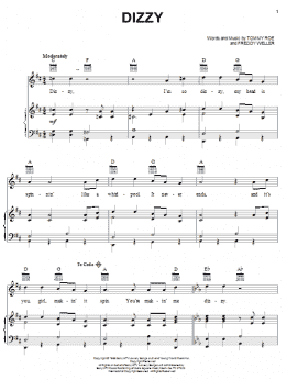 page one of Dizzy (Piano, Vocal & Guitar Chords (Right-Hand Melody))