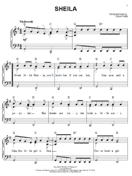 page one of Sheila (Easy Piano)