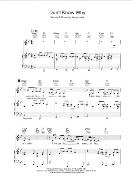 page one of Don't Know Why (Piano, Vocal & Guitar Chords)