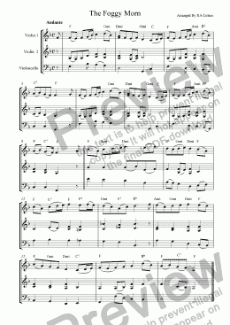 page one of trad. Irish - THE FOGGY MORN - for 2 violins and cello