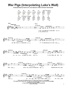 page one of War Pigs (Interpolating Luke's Wall) (Easy Guitar)