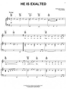 page one of He Is Exalted (Piano, Vocal & Guitar Chords (Right-Hand Melody))