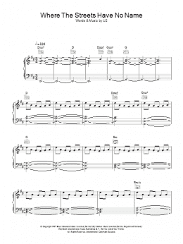 page one of Where The Streets Have No Name (Piano, Vocal & Guitar Chords (Right-Hand Melody))