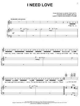 page one of I Need Love (Piano, Vocal & Guitar Chords (Right-Hand Melody))