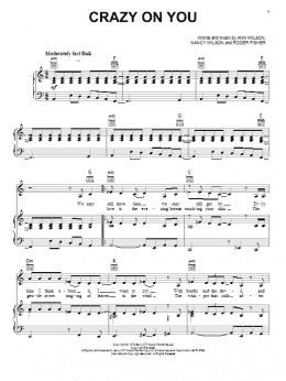 page one of Crazy On You (Piano, Vocal & Guitar Chords (Right-Hand Melody))